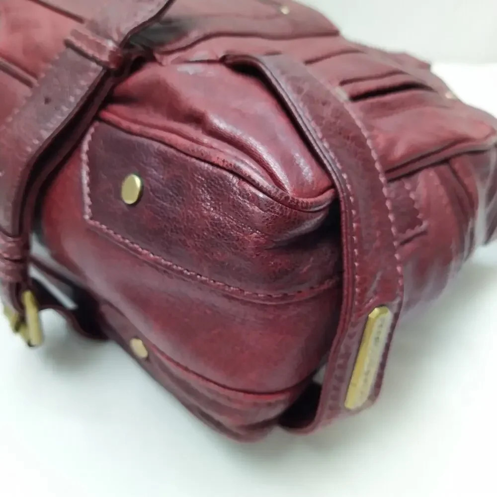 Rebecca Minkoff Rapture Burgundy Leather Tassel Double Handles Satchel Bag